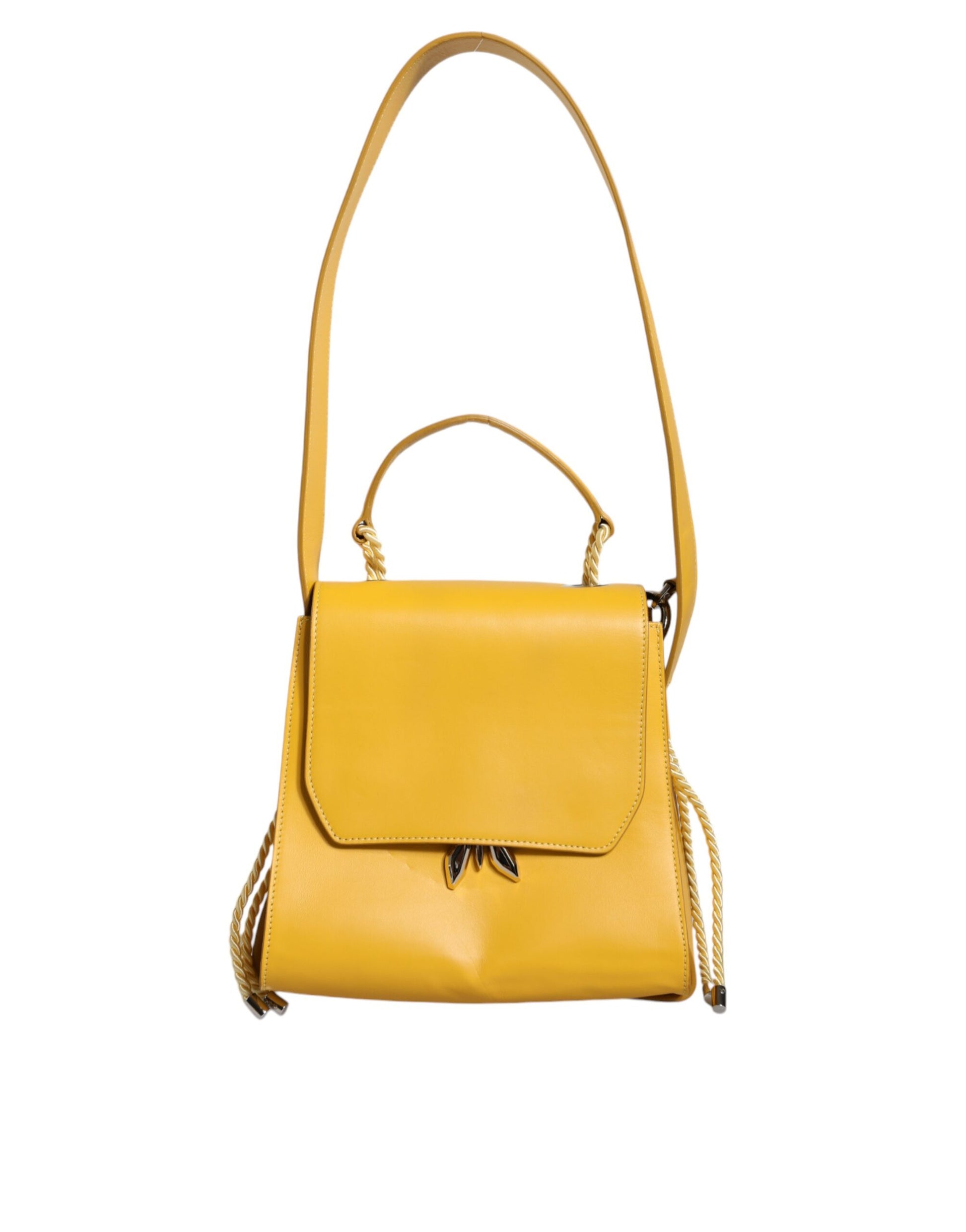 Yellow Leather Shoulder Strap Top Handle Bag