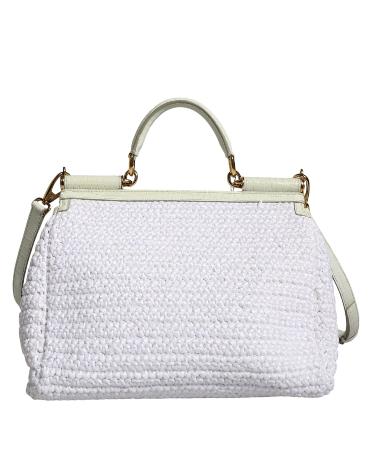 White Rafia Leather SICILY Crossbody Bag