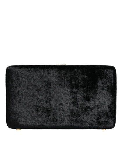 Black Velvet Floral Crystal Clutch Evening Purse Bag