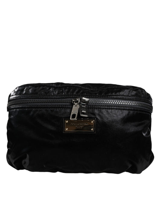 Black Nylon Fabric Belt Waist Fanny Pack Bag