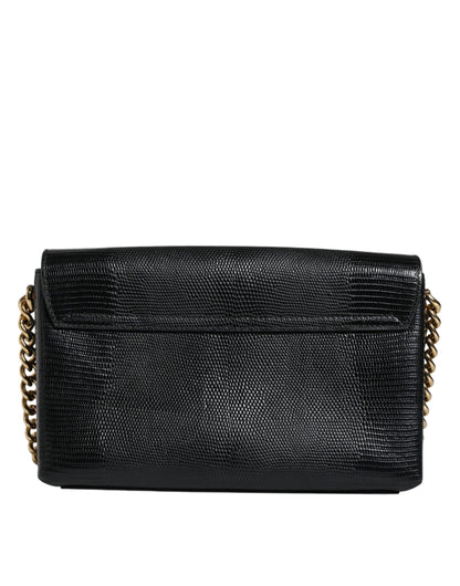 Black Leather DG Millennials Crystal Crossbody Bag