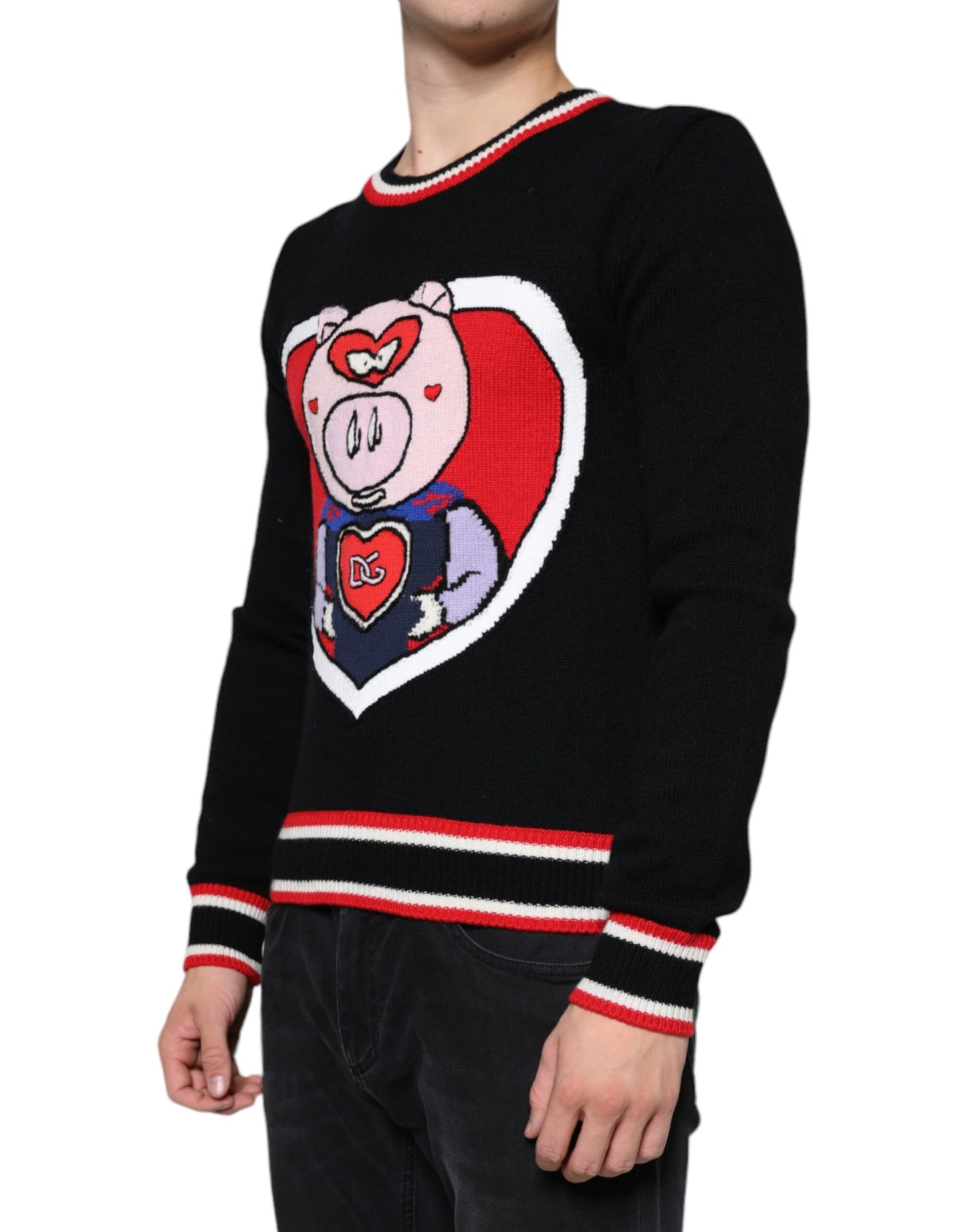 Black Cashmere Pig of the Year Pullover Sweater