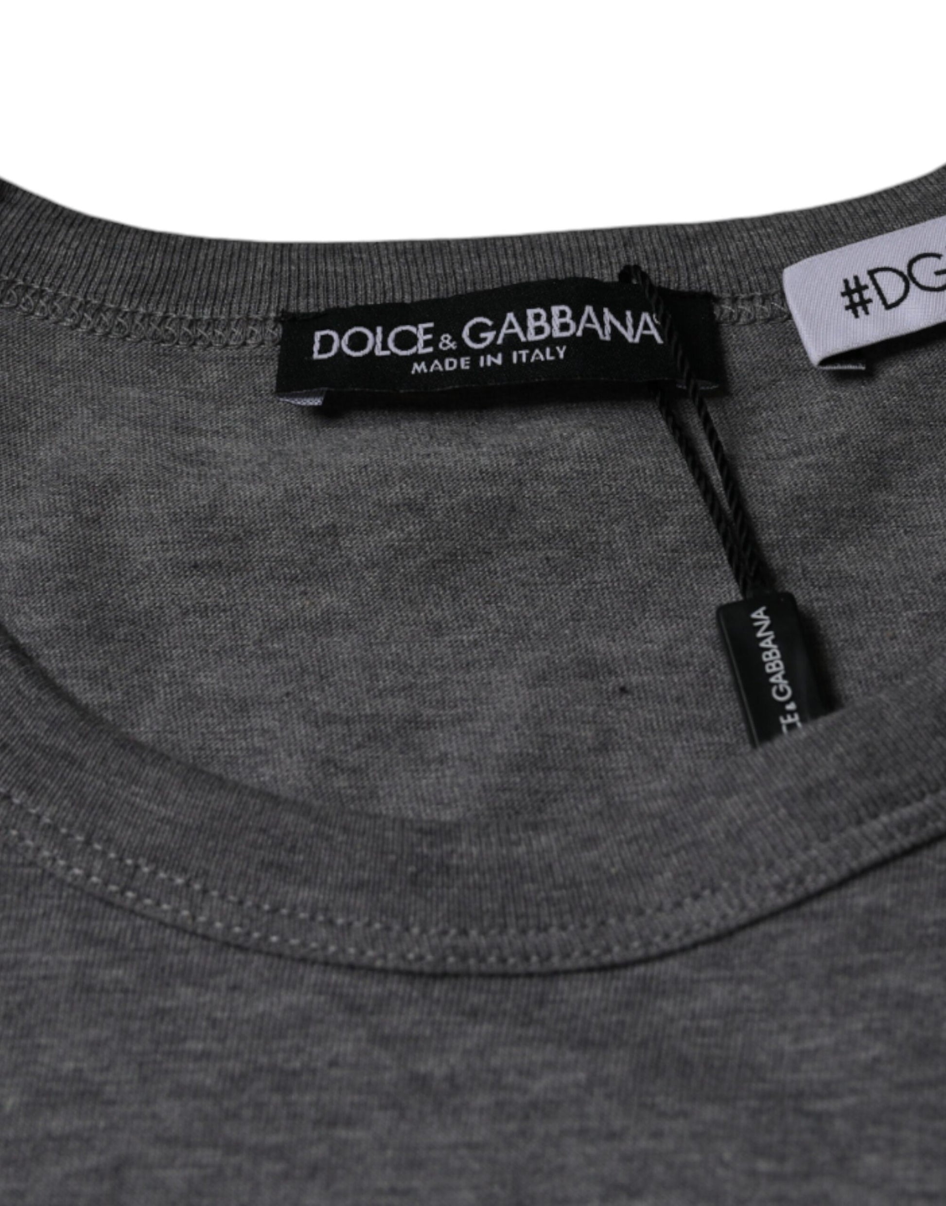 Gray Cotton #DGFamily Short Sleeves T-shirt