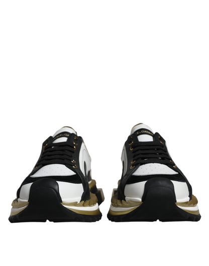 White Gold Black Leather SUPER KING Sneakers Shoes