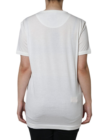 White Cotton Crew Neck Short Sleeve T-shirt