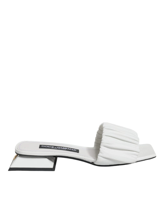 White Leather Slides Flats Sandals Shoes