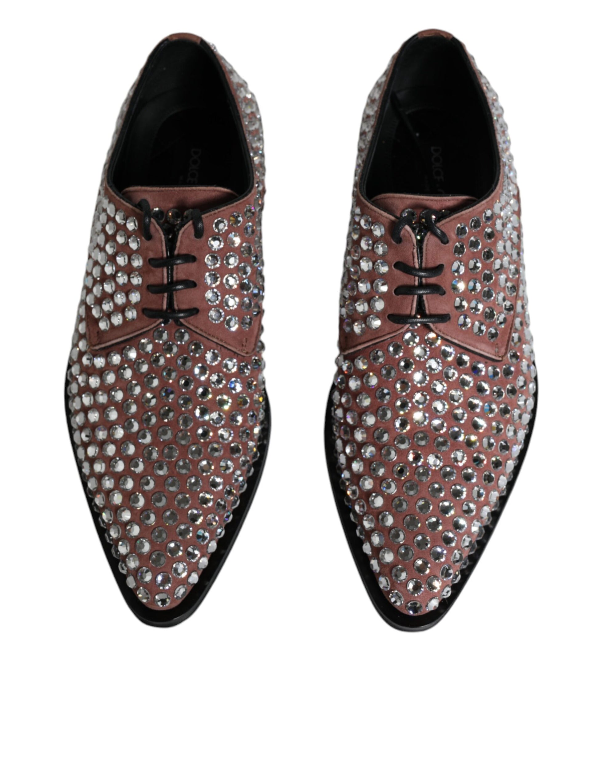 Brown Strass Embellished Derby Dress Shoes