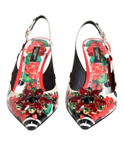 Multicolor Crystal Heels Slingback Shoes