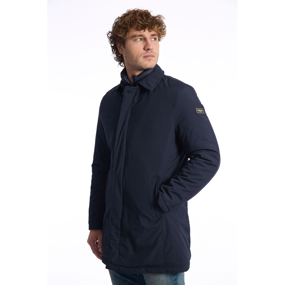 Blue Polyester Men Jacket