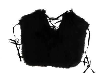 Elegant Black Silver Fox Fur Wrap Scarf