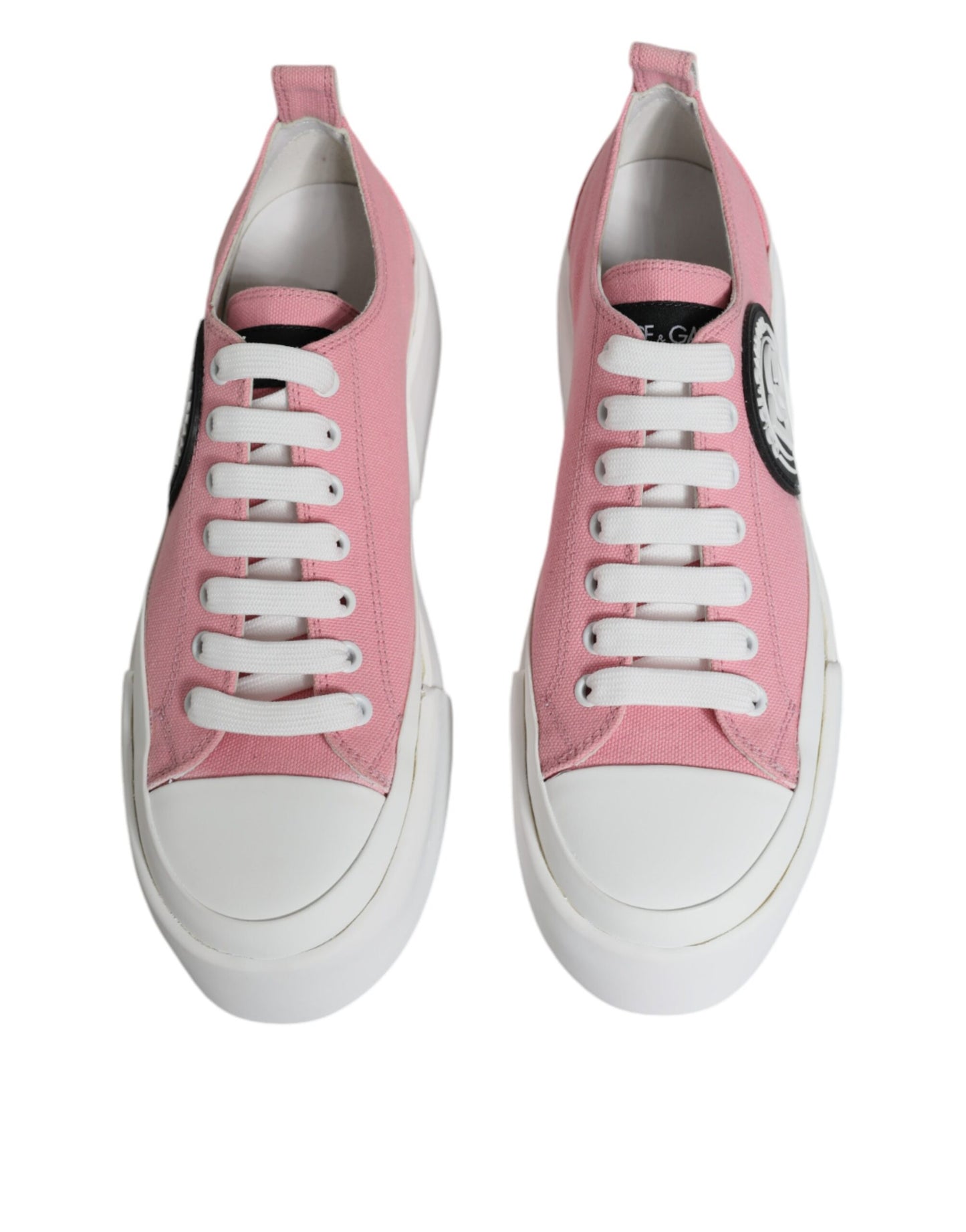 Pink White Canvas Logo Low Top Sneakers Shoes