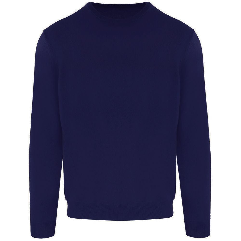 Blue Wool Men Turtleneck Sweater