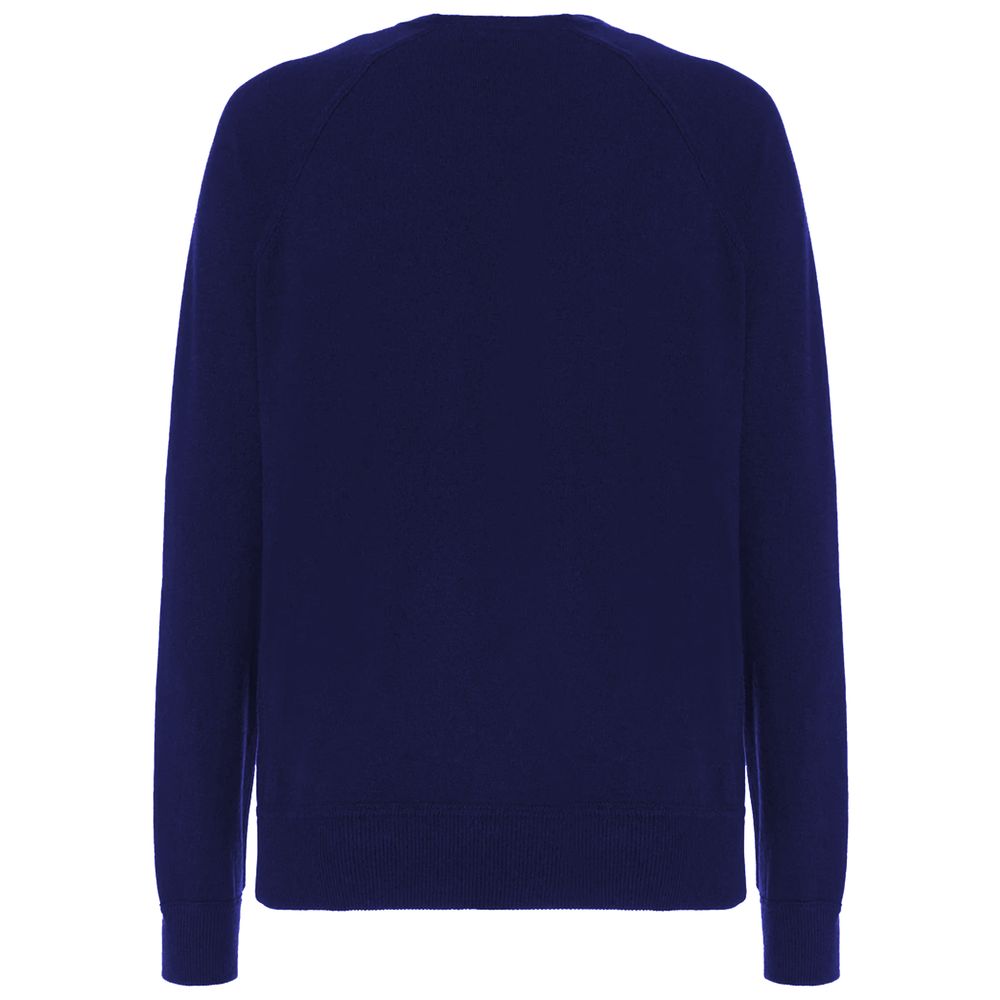 Blue Wool Men Turtleneck Sweater