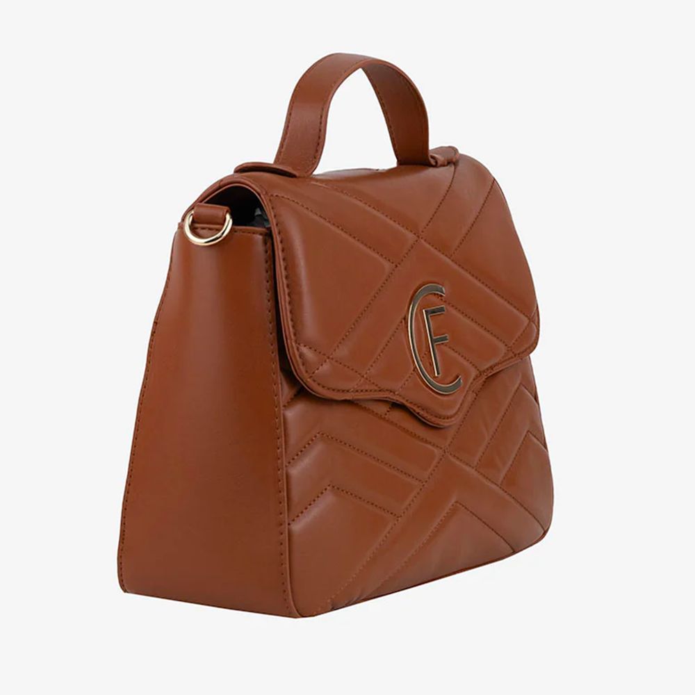 Brown Artificial Leather Women Crossbody Bag