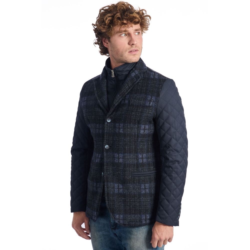 Blue Wool Men Jacket