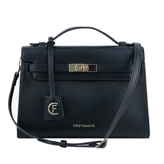 Black Artificial Leather Women Crossbody Bag