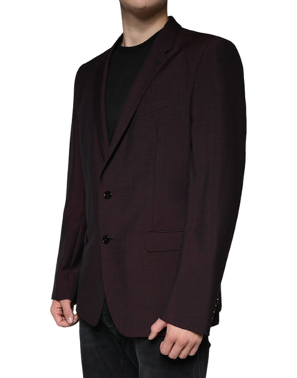 Bordeaux Wool Single Breasted Dress Blazer