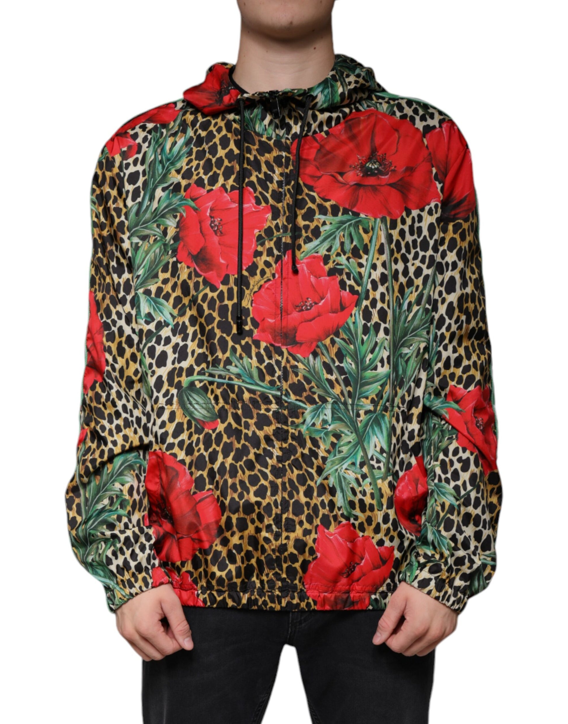 Multicolor Leopard Floral Hooded Jacket