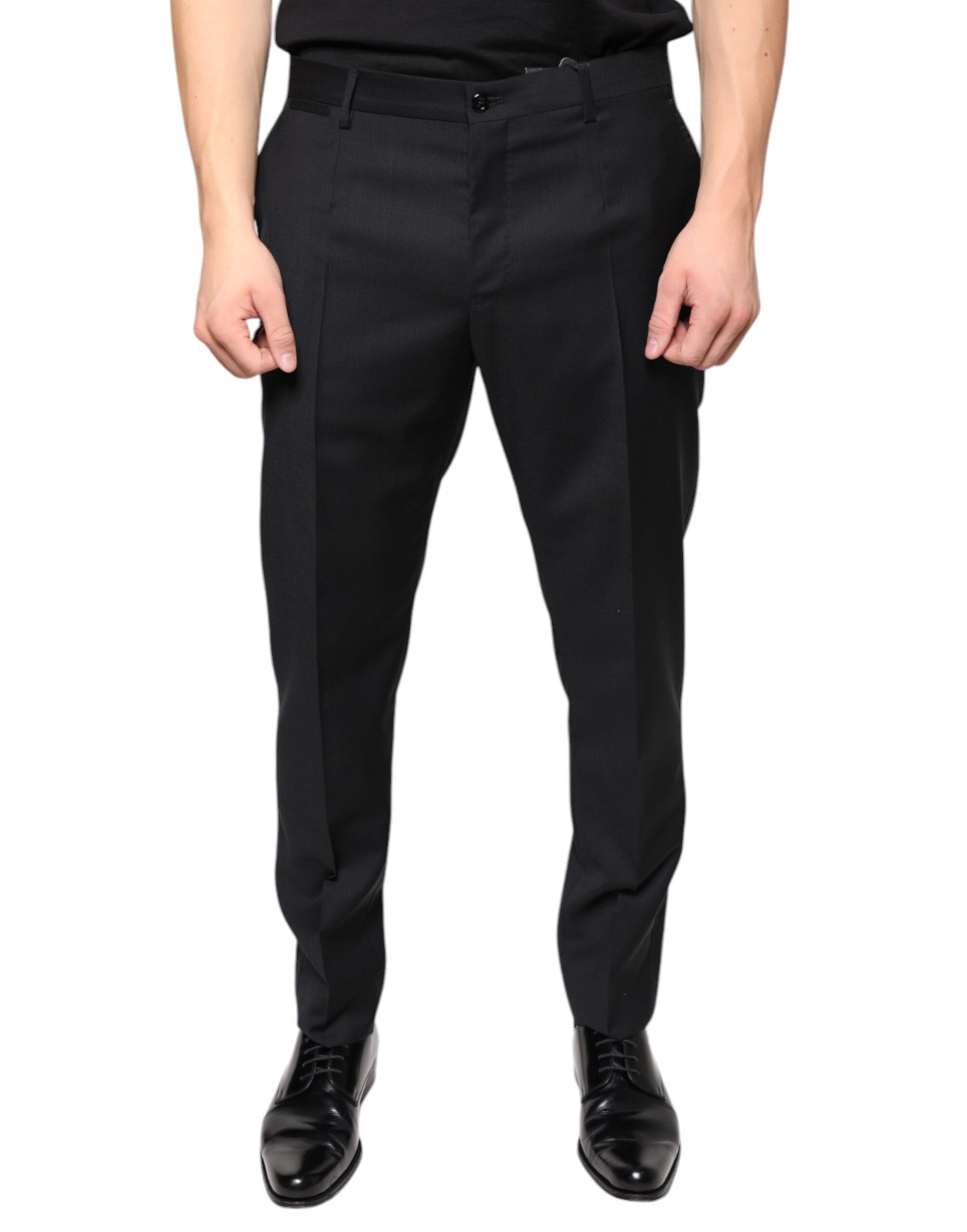 Black Wool Skinny Men Dress Pants