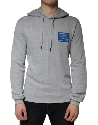 Gray Cotton Logo Hooded Sweatshirt Sweater