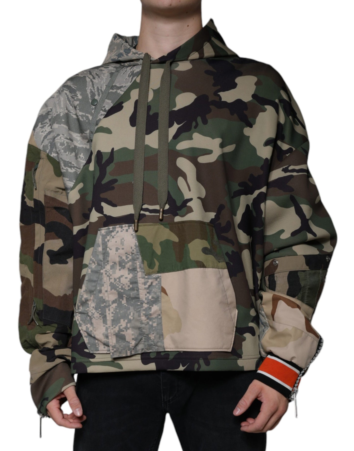 Multicolor Camouflage Hooded Sweatshirt Sweater