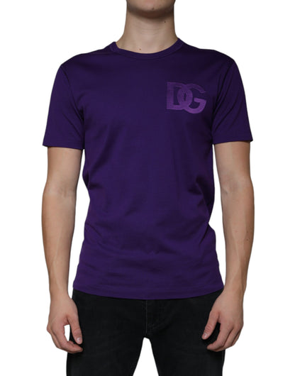 Purple DG Logo Cotton Crew Neck T-shirt