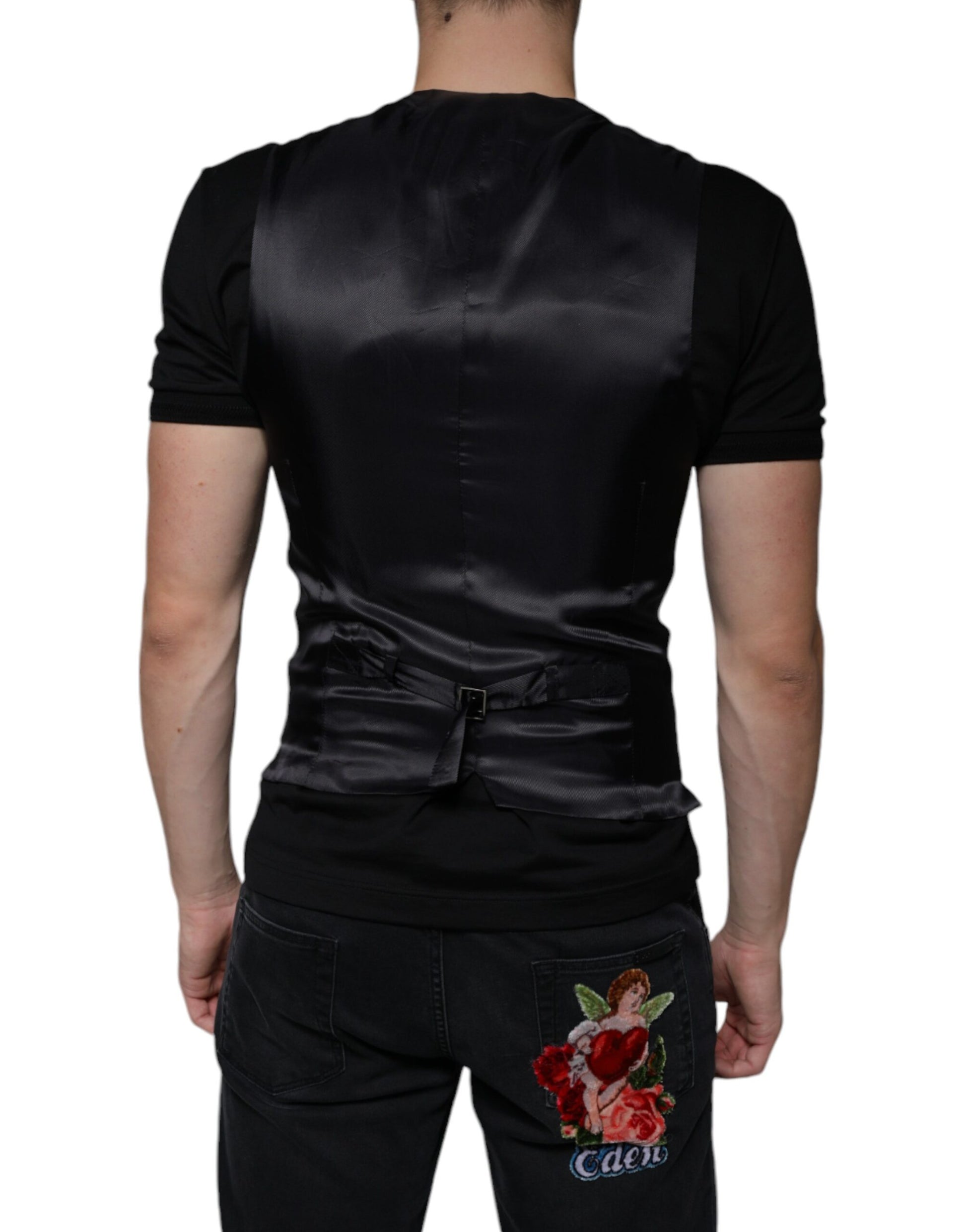 Black Leather Waistcoat Dress Formal Vest