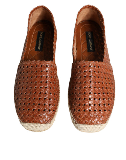 Maroon Woven Leather Men Espadrille Shoes