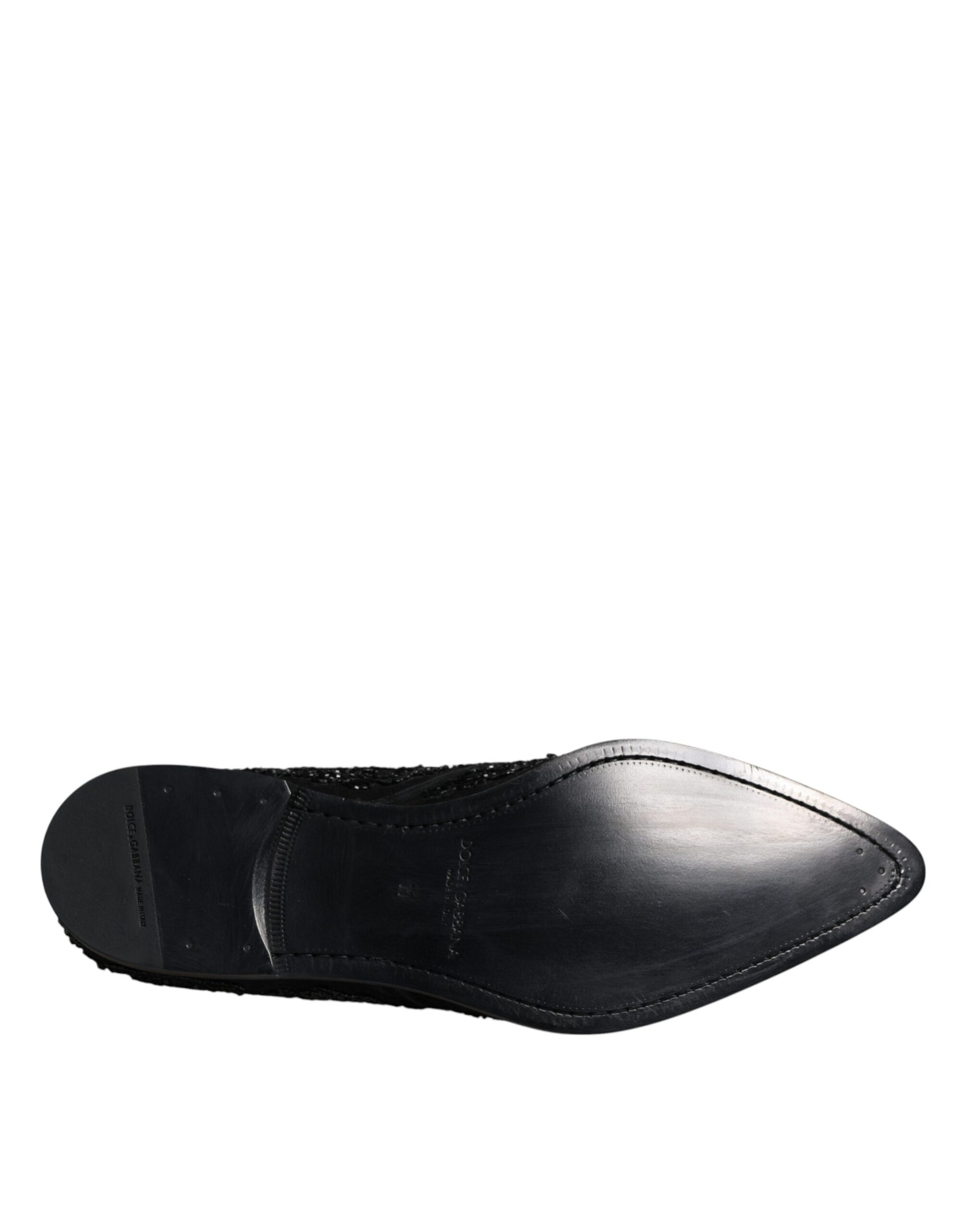 Black Embellished Suede Derby Formal Shoes