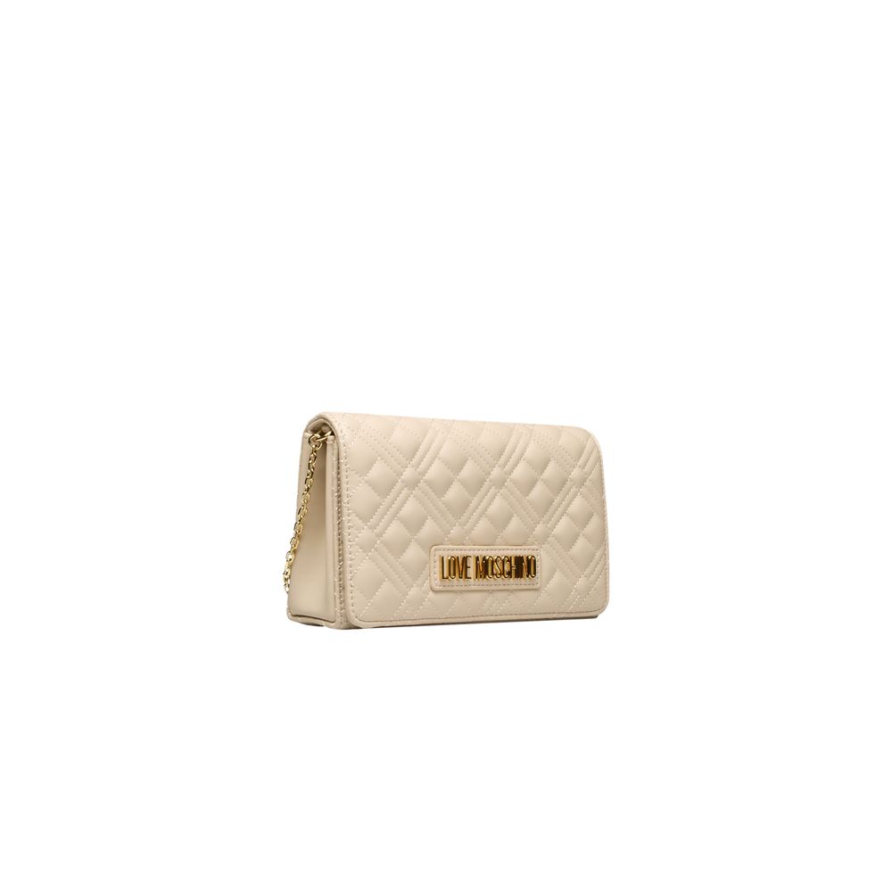 Beige Polyethylene Women Crossbody Bag