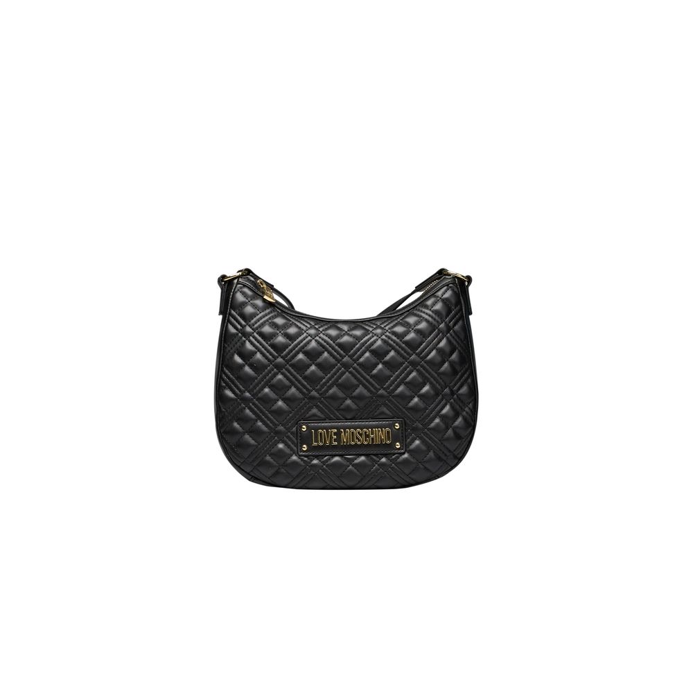 Black Polyethylene Women Crossbody Bag