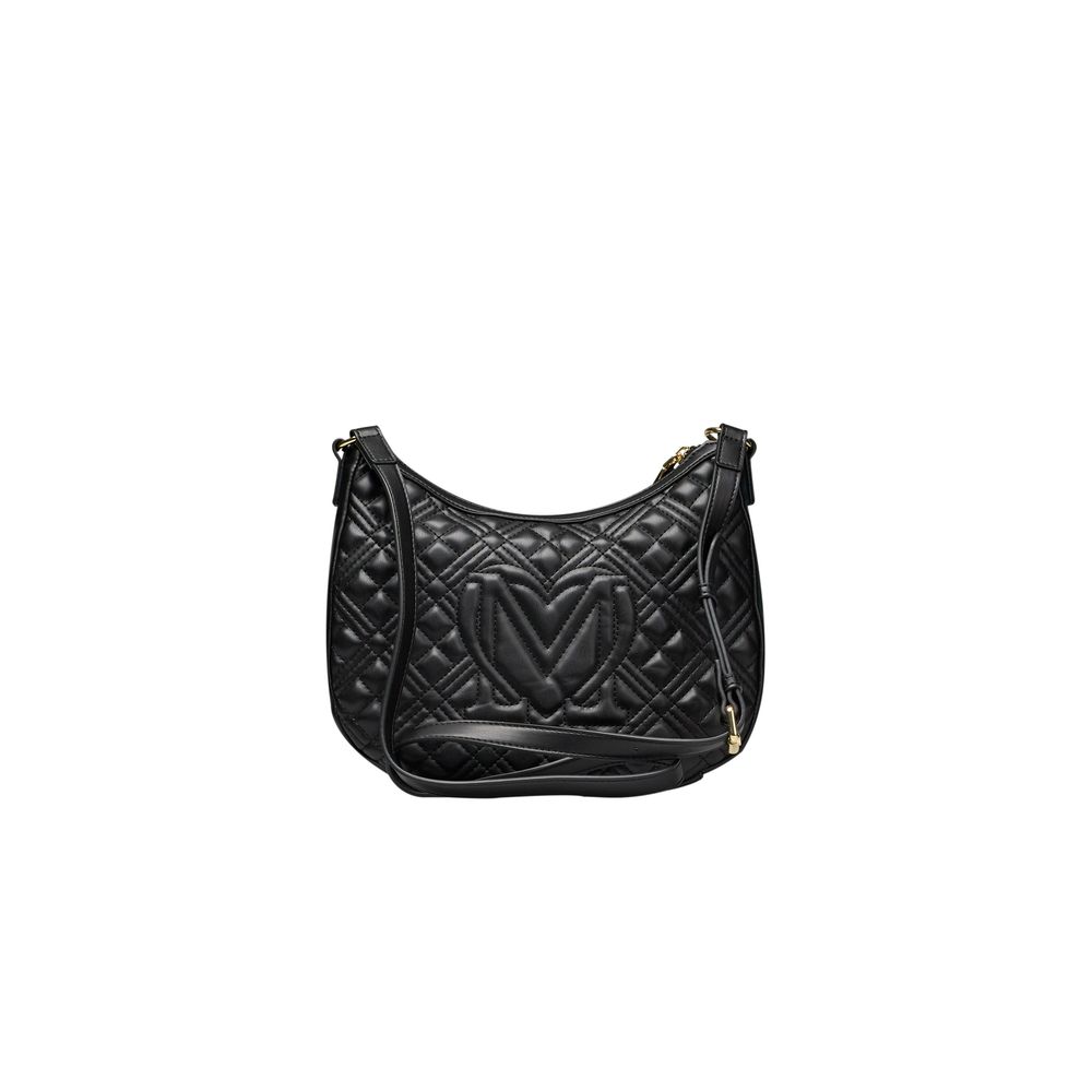 Black Polyethylene Women Crossbody Bag