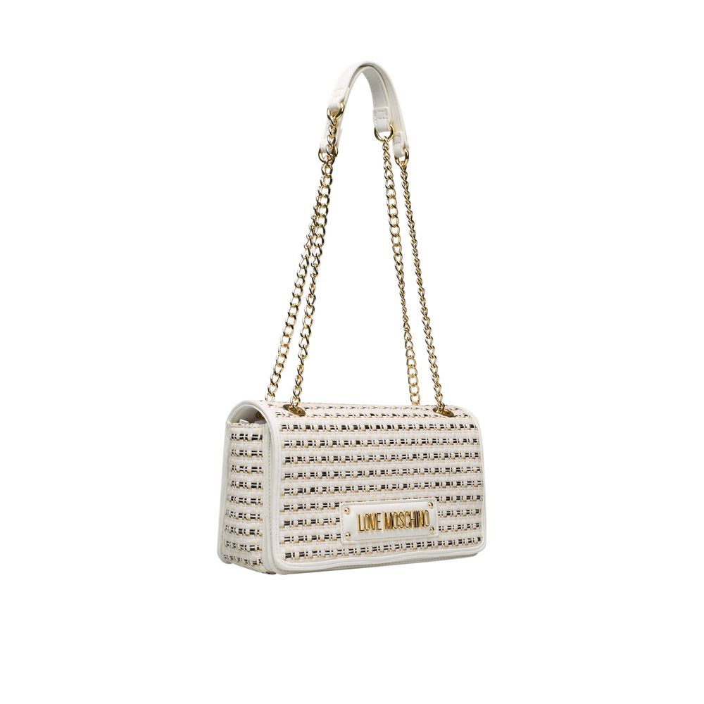 White Polyethylene Women Crossbody Bag