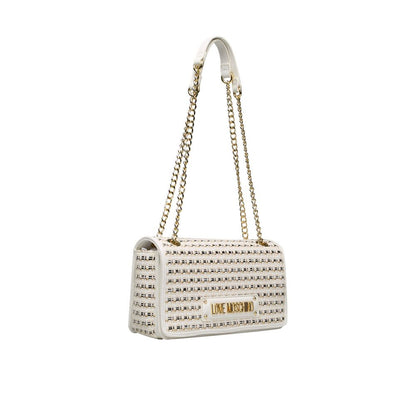 White Polyethylene Women Crossbody Bag