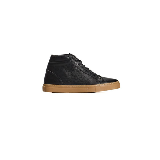 Black Calfskin Men High-Top Sneaker