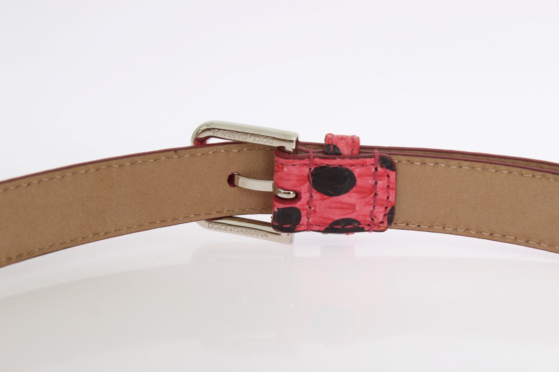 Polka Dot Snakeskin Belt with Silver Buckle