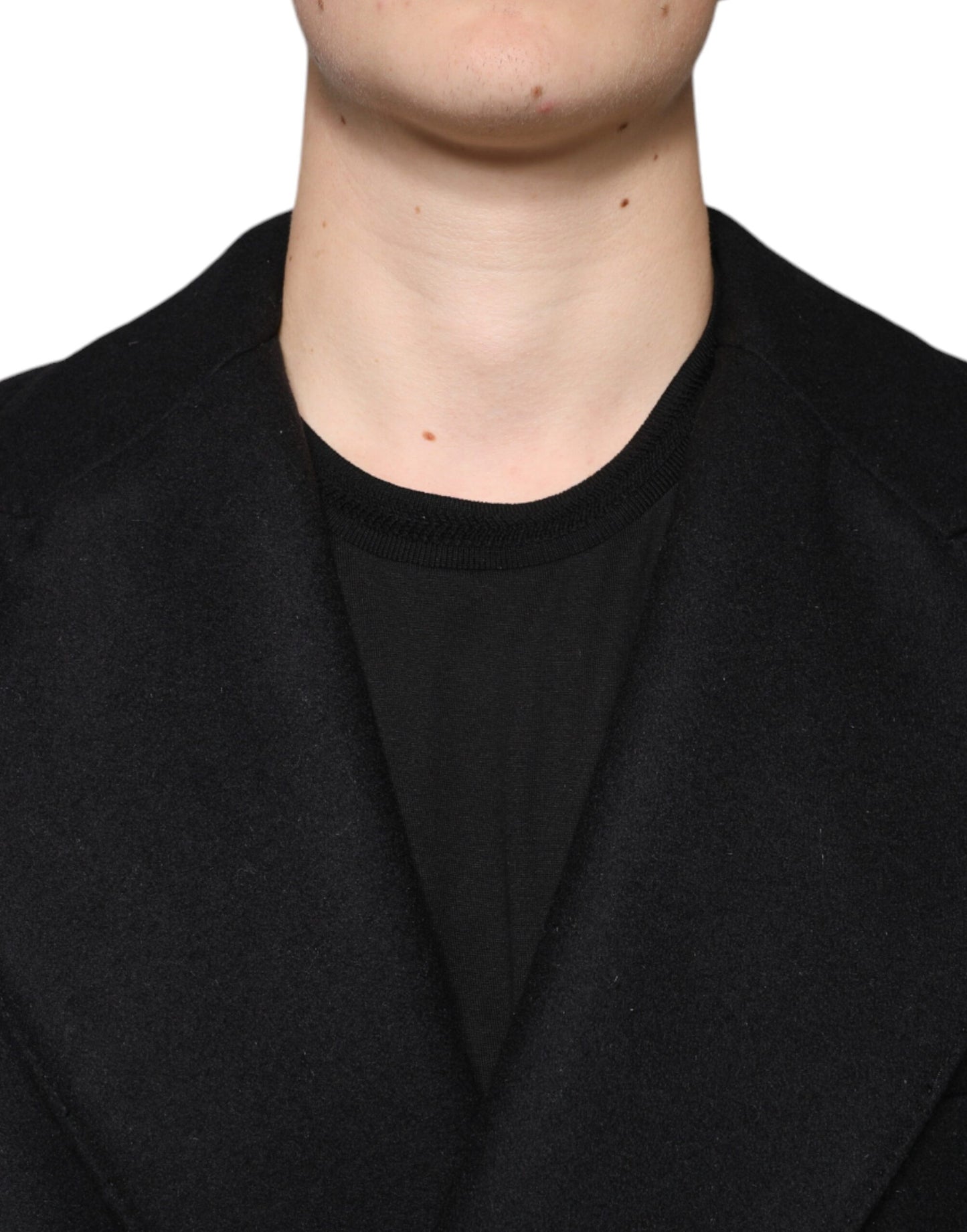 Black Wool Double Breasted Men Coat Jacket