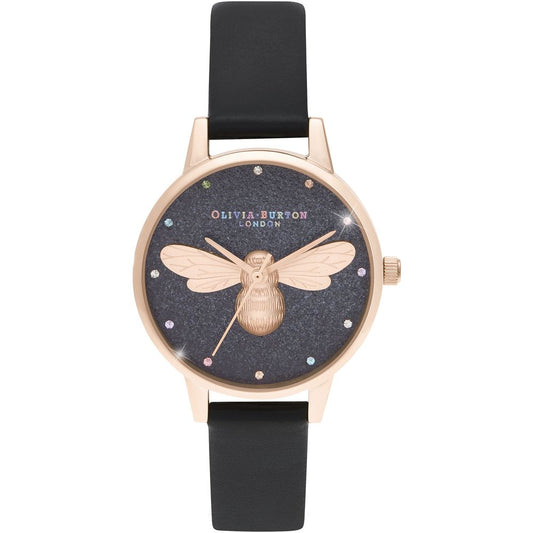 Black Synthetic Leather Watch