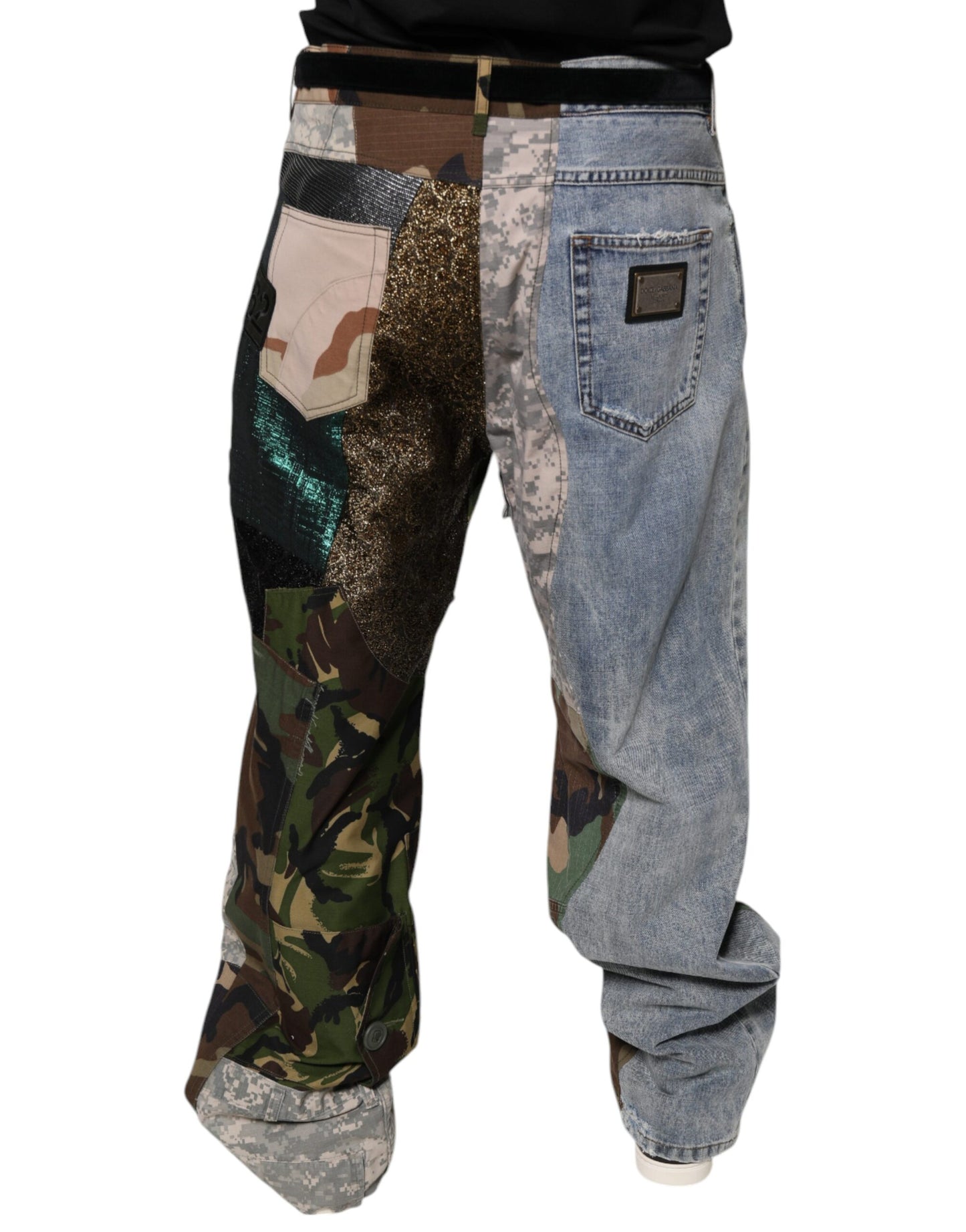 Multicolor Patchwork Camouflage Denim Jeans