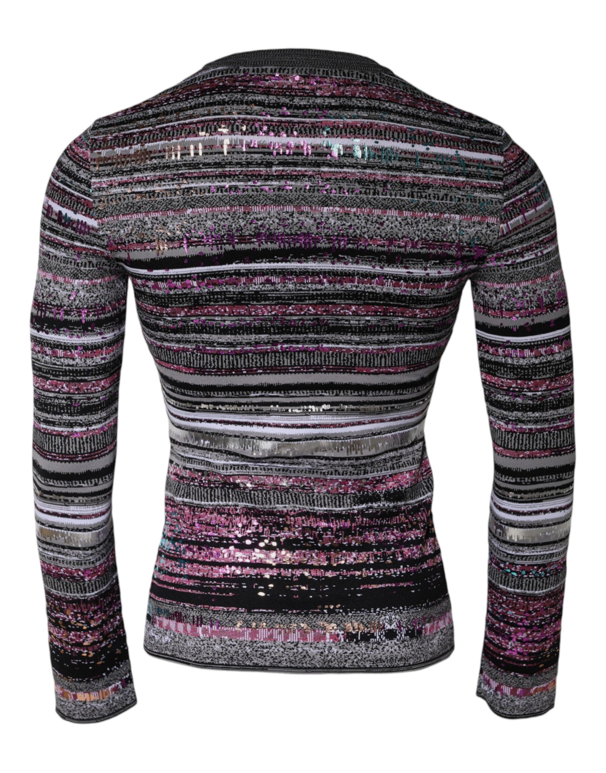 Multicolor Stripes Crew Neck Pullover Sweater