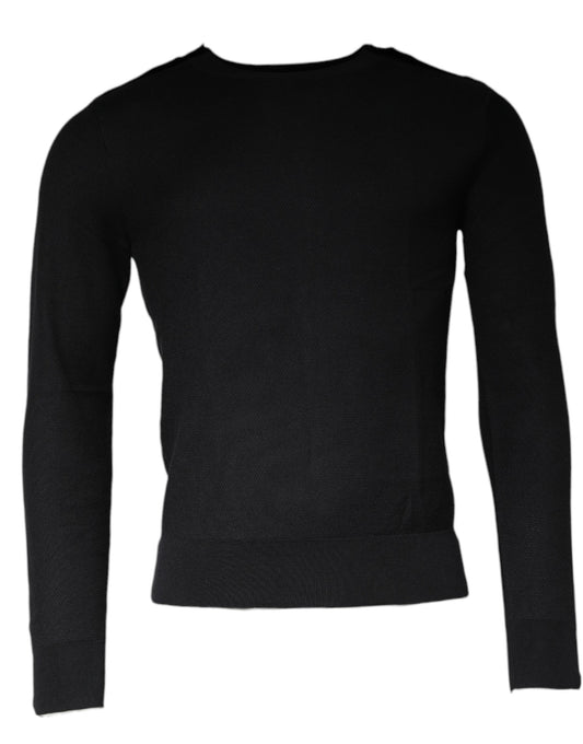 Black Long Sleeve Crew Neck Pullover Sweater