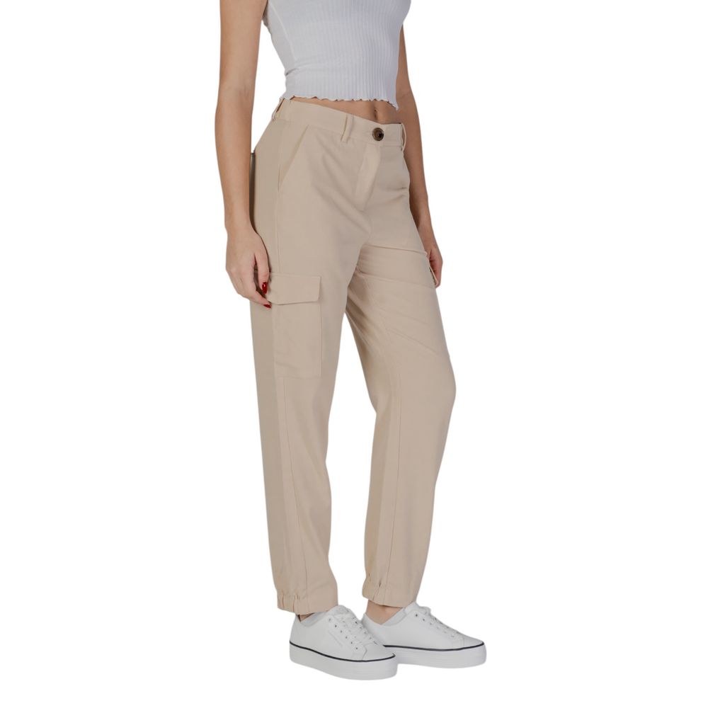 Beige Polyester Jeans & Pant