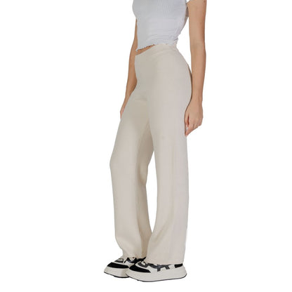 Cream Viscose Casual Pants