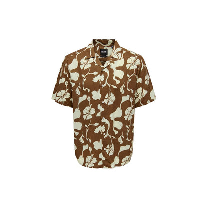 Brown Viscose Shortsleeve Shirt