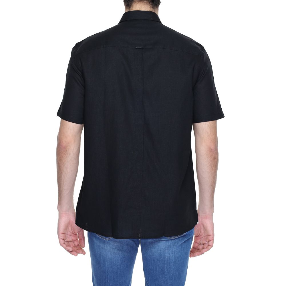 Black Linen Shortsleeve Shirt