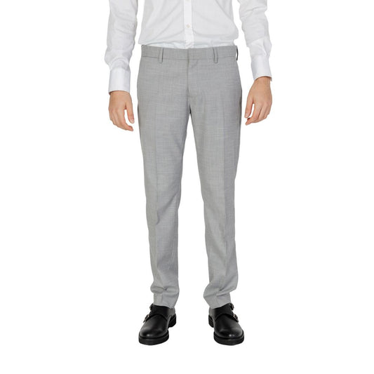 Gray Polyester Dress Pants