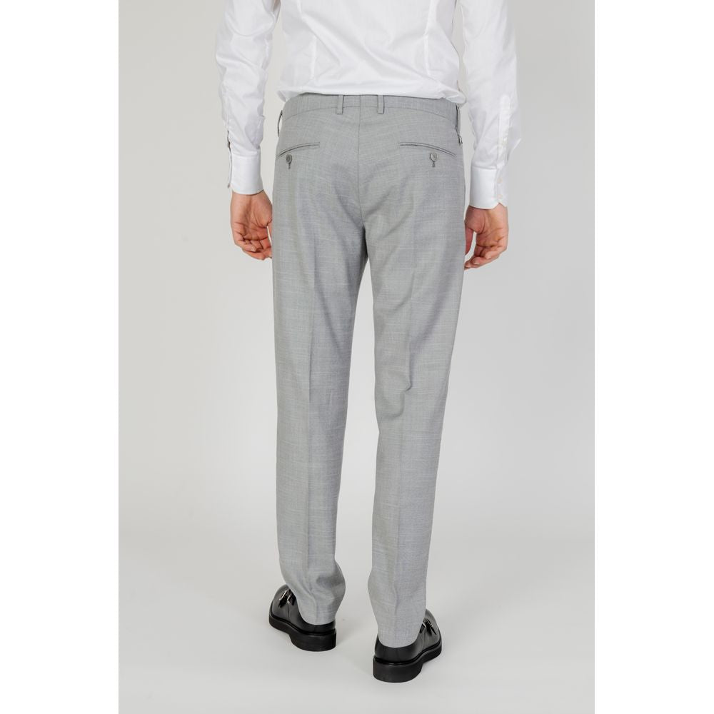 Gray Polyester Dress Pants