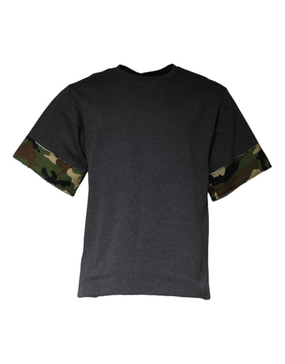 Dark Gray Camouflage Crew Neck T-shirt