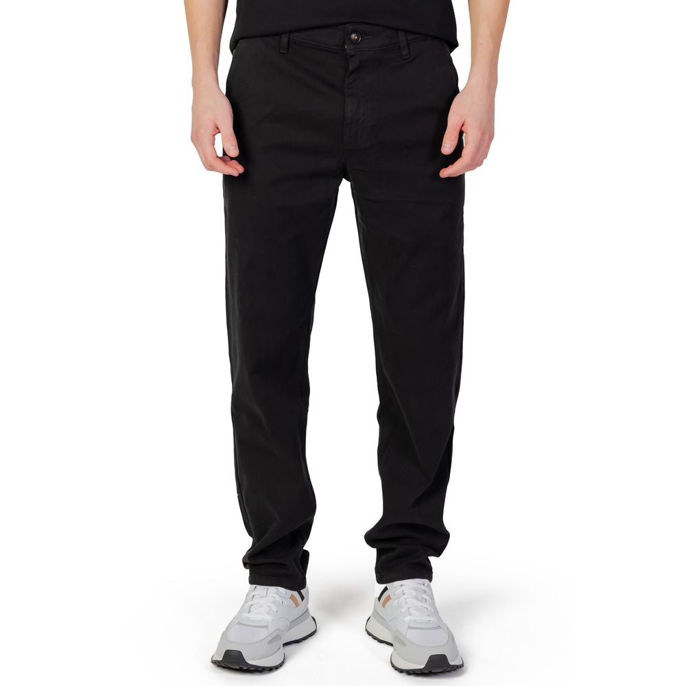 Black Cotton Chino Pants