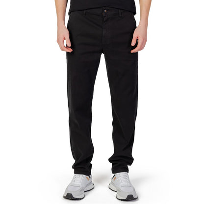 Black Cotton Chino Pants